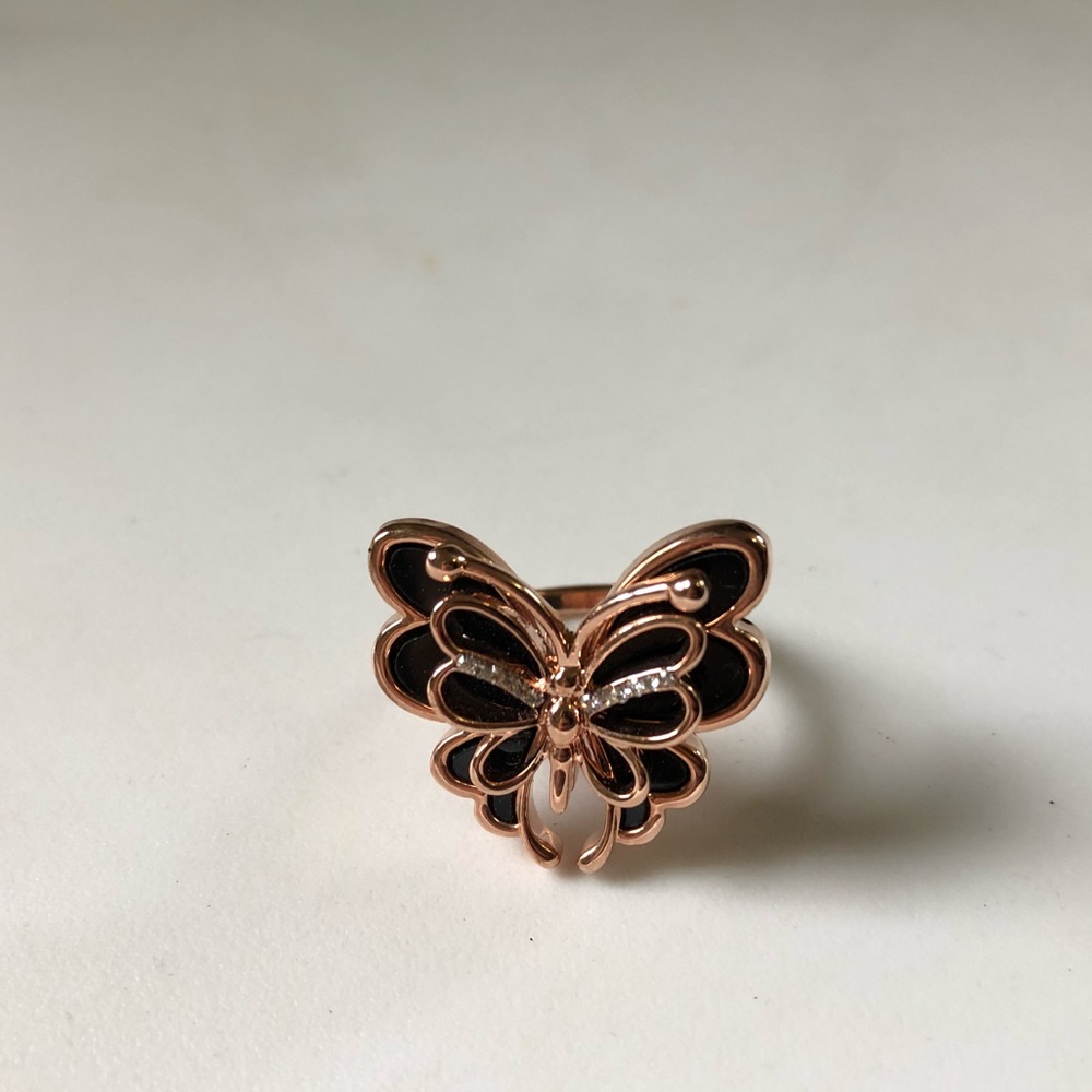 Black butterfly ring